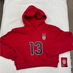 USA Women's Soccer Alex Morgan Youth Red Hoodie Crop Top
